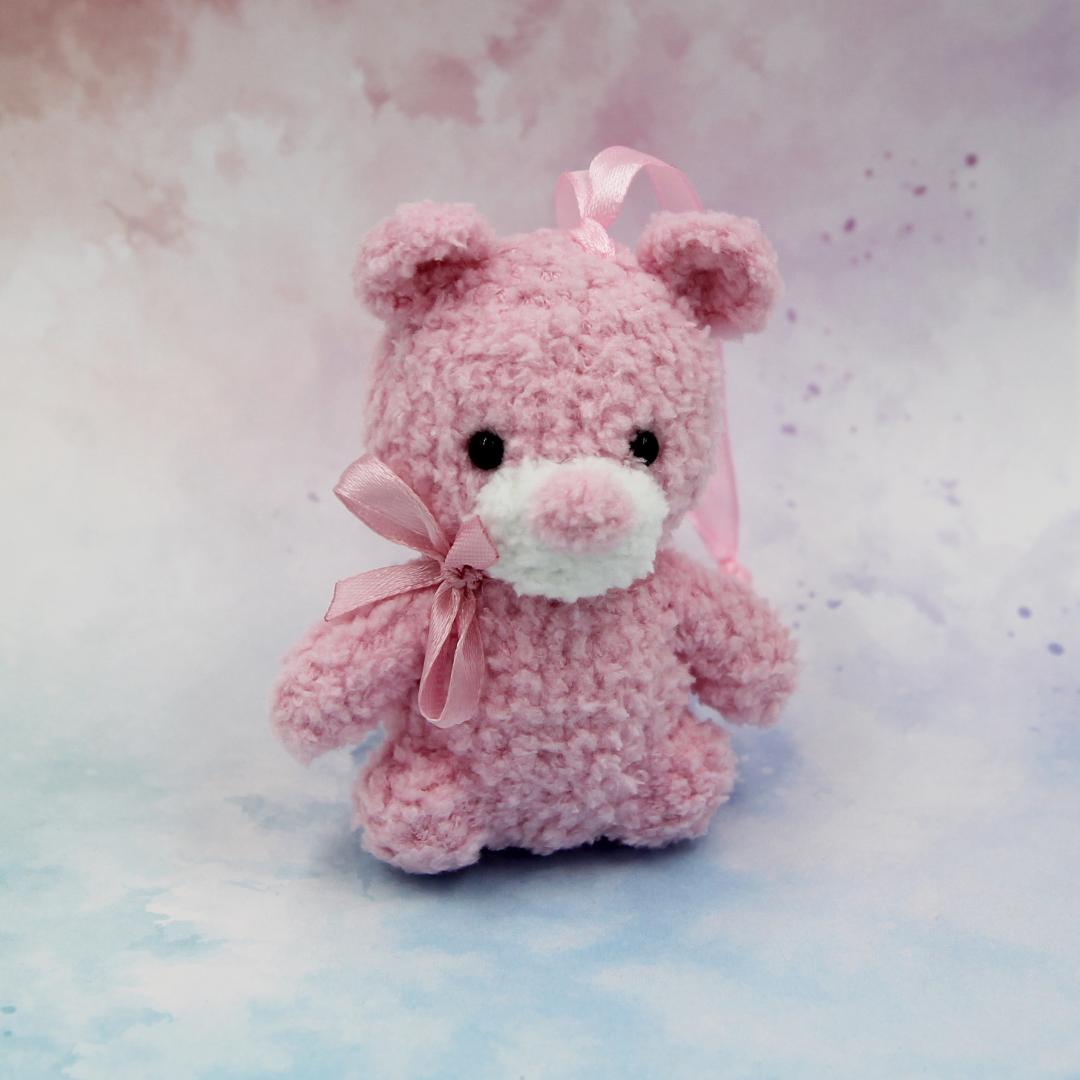 Вязаная игрушка Розовый Медвежонок 8 см