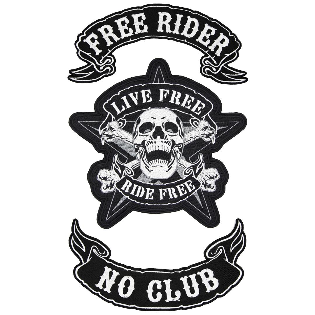 Нашивка, патч, шеврон (комплект из 3 шт.) "Free Rider" PTC136