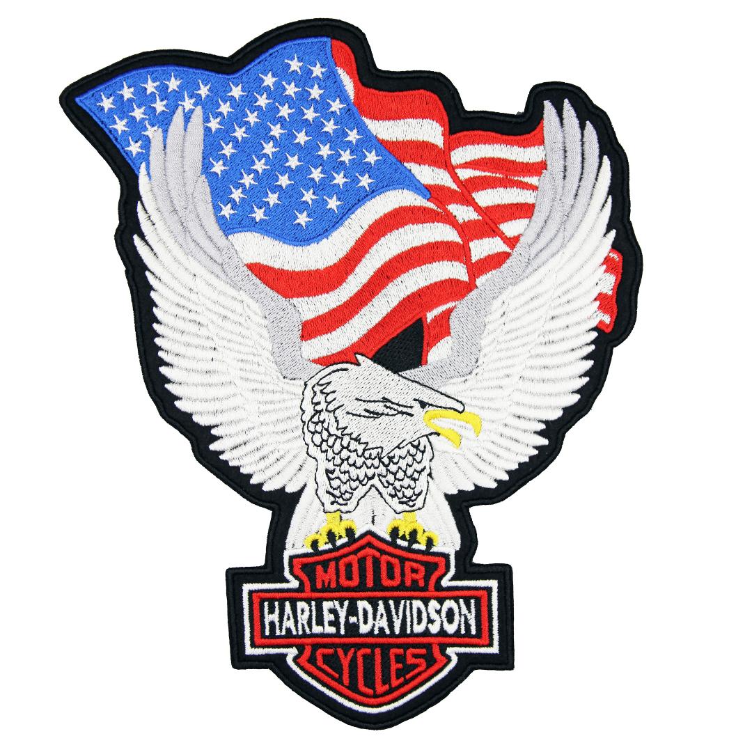Нашивка, патч, шеврон "Орел Harley Davidson c Флагом" 185x230mm PTC255