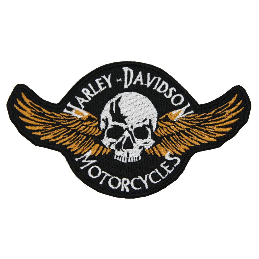 Нашивка, патч, шеврон "Harley Davidson. Череп. Крылья" 120x68mm PTC258