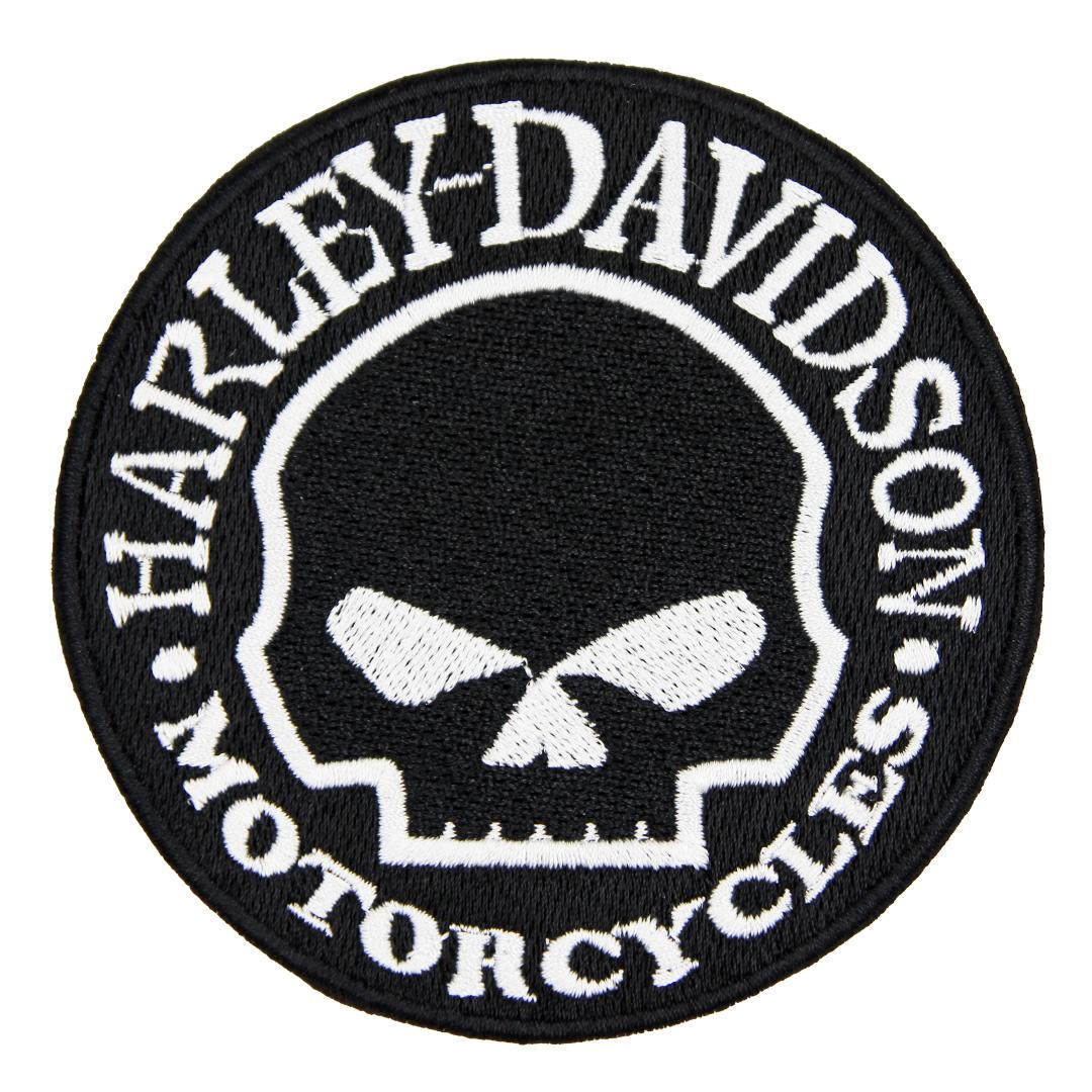 Нашивка, патч, шеврон "Harley Davidson. Череп в Круге" 90x90mm PTC259