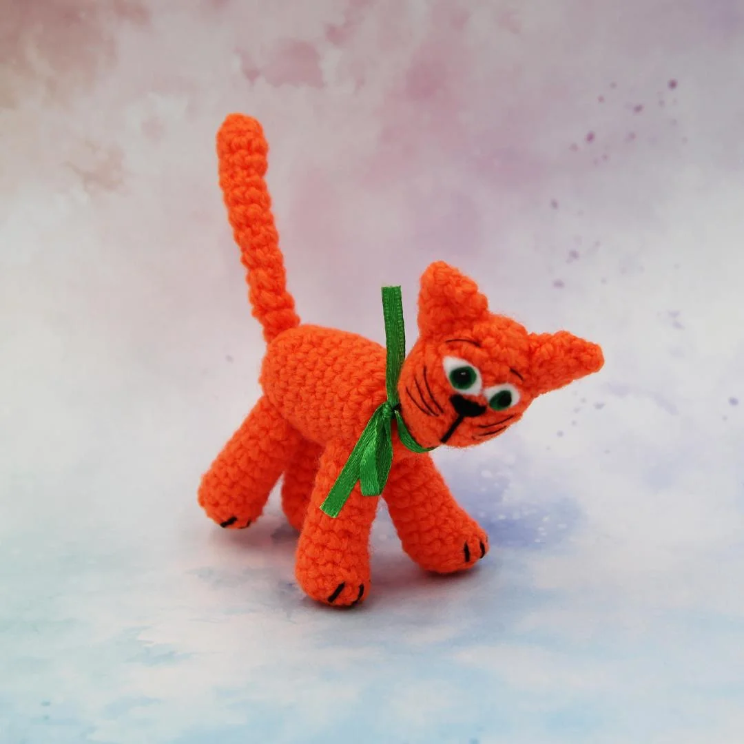 Вязаная игрушка Рыжий Котик 7 см