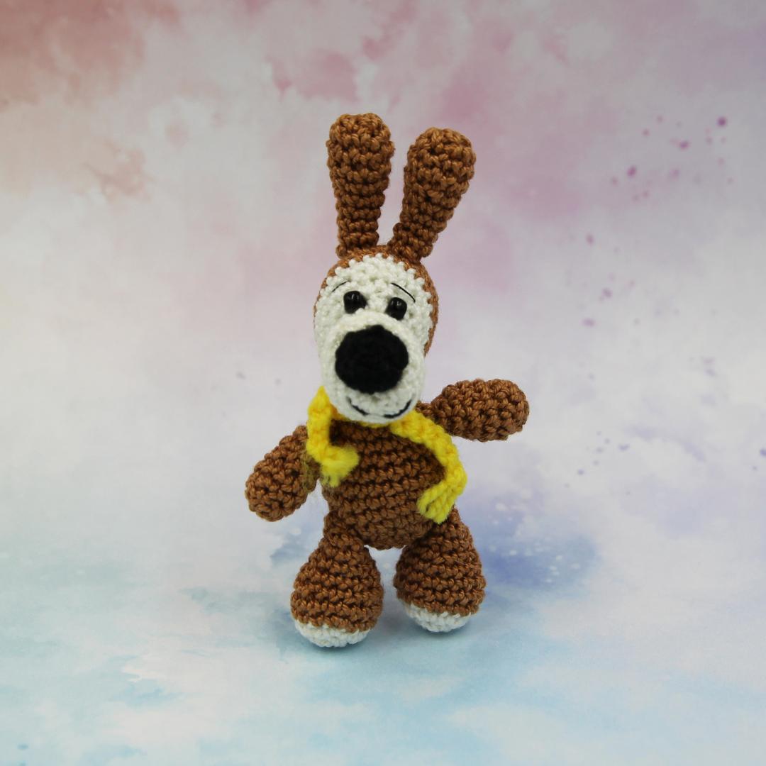 Вязаная игрушка Коричневая Собачка 9 см
