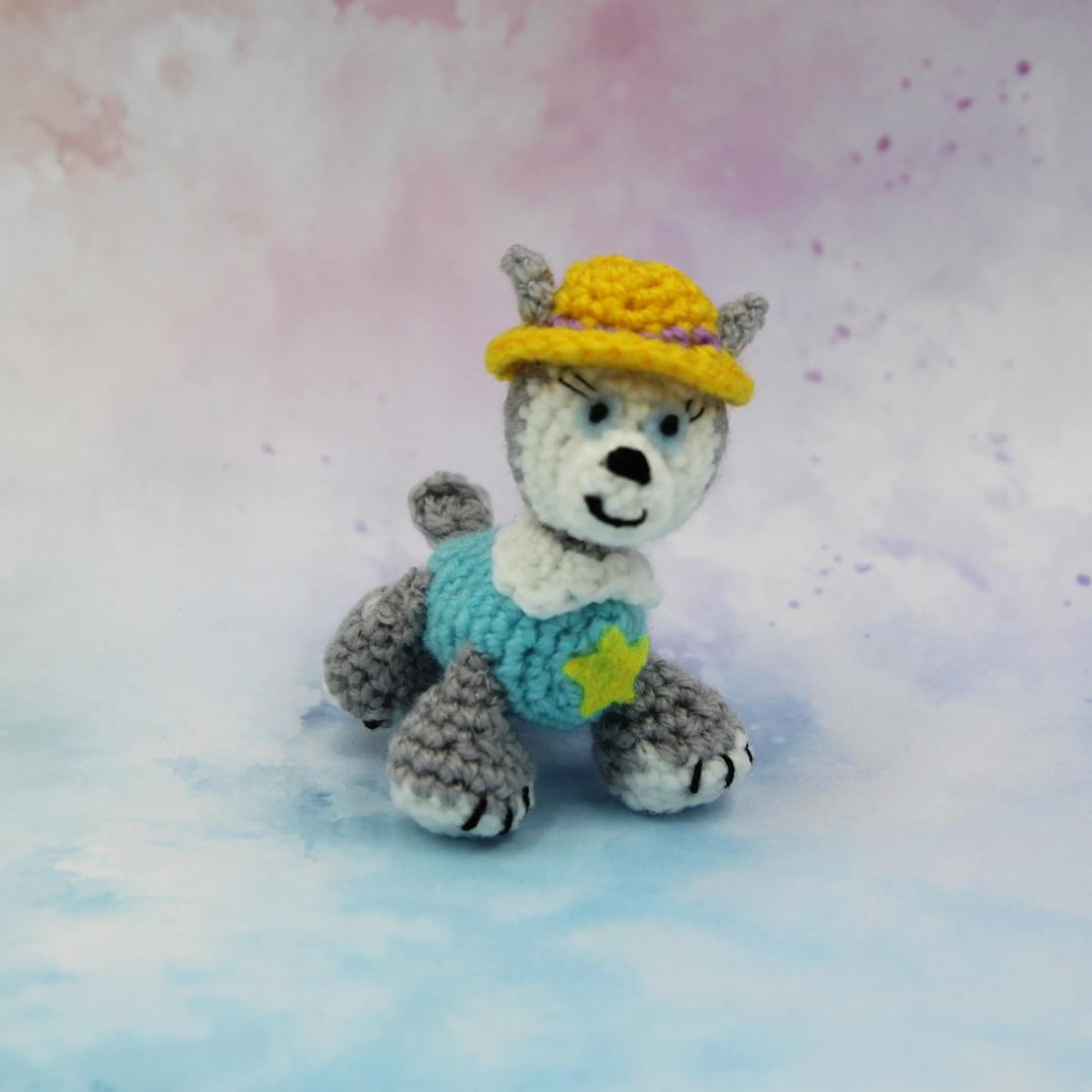 Вязаная игрушка Щенок в Голубом 7 см