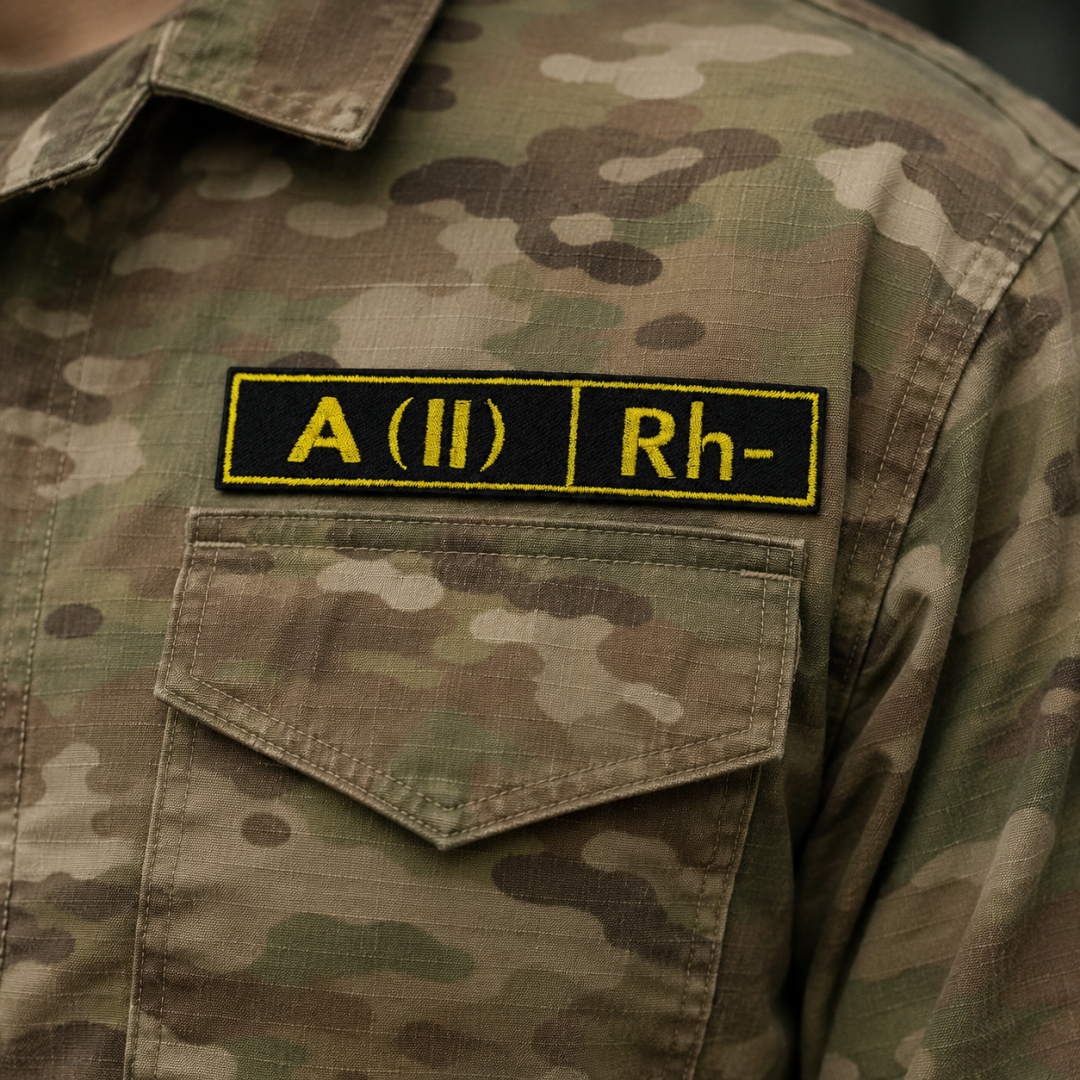 Нашивка, патч, шеврон "Группа Крови. A (II) Rh-" 125x25mm PTC415-4