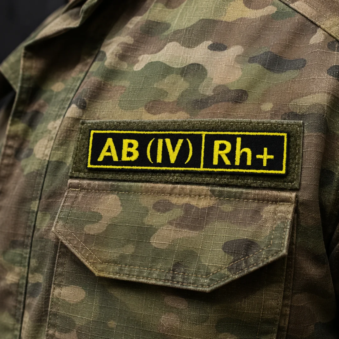 Нашивка, патч, шеврон на липучке "Группа Крови. AB (IV) Rh+" 125x25mm PTC416-1