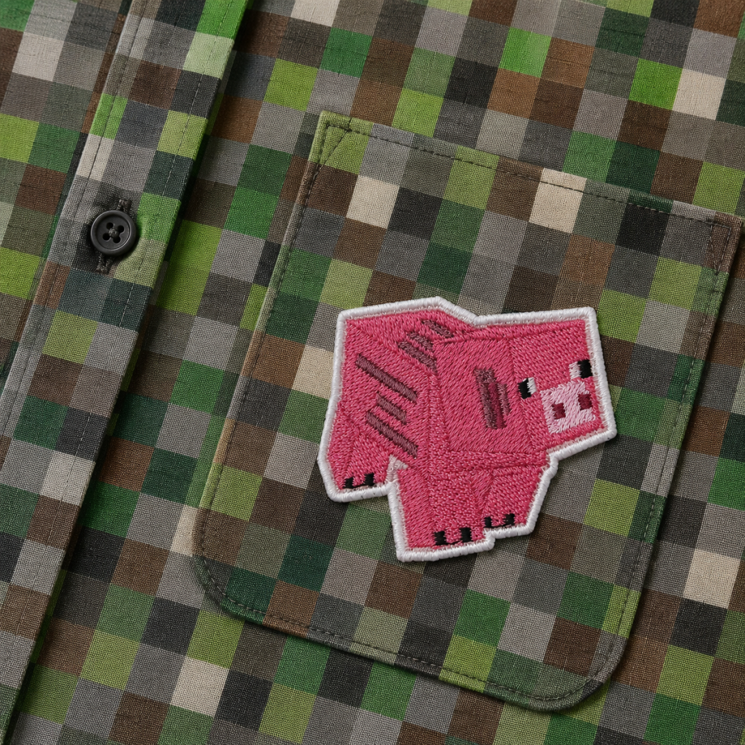 Нашивка, патч, шеврон "Minecraft Pig. Свинка" 67x62mm PTC455