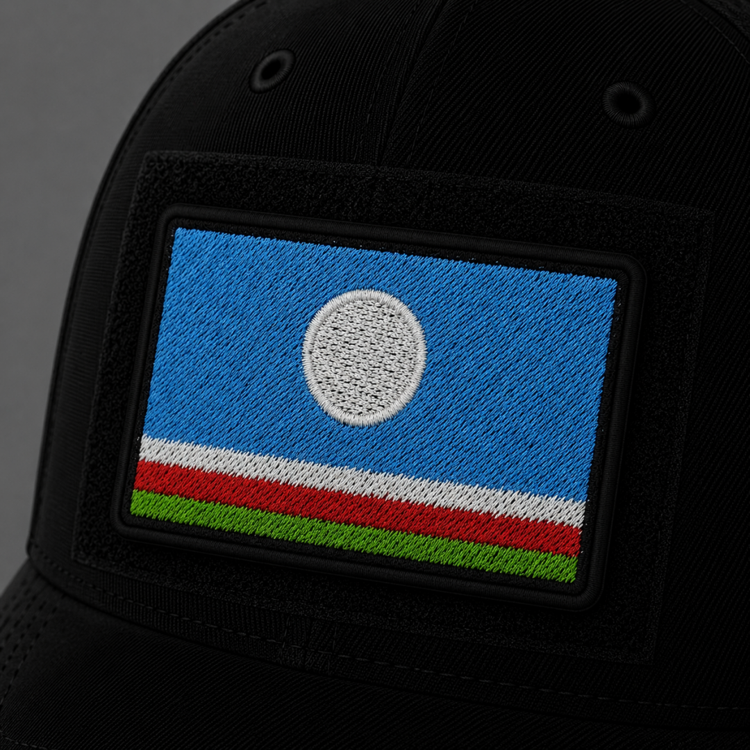 Нашивка, патч, шеврон на липучке "Флаг Республики Саха" 70x45mm PTC589