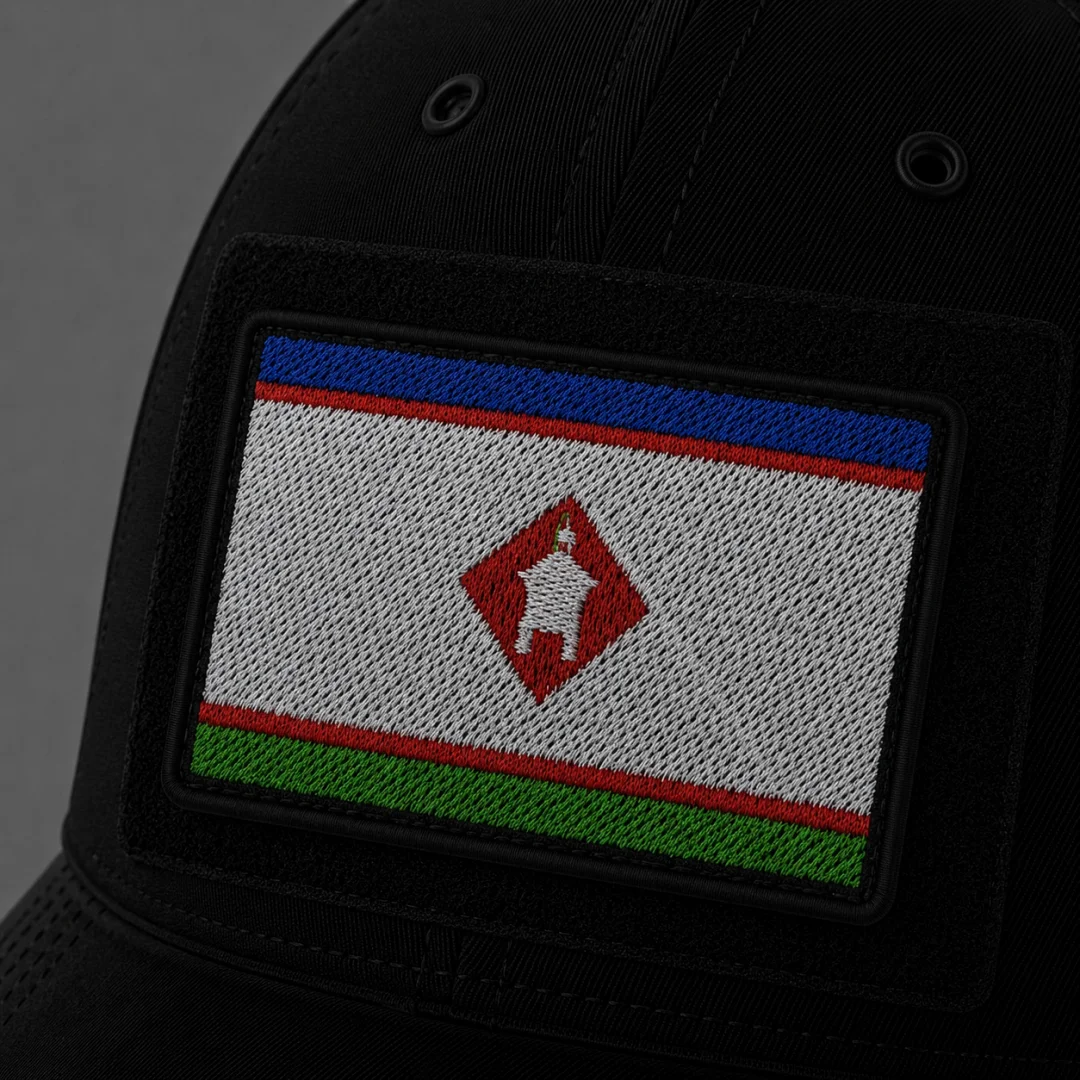 Нашивка, патч, шеврон на липучке "Флаг Якутска" 70x45mm PTC689