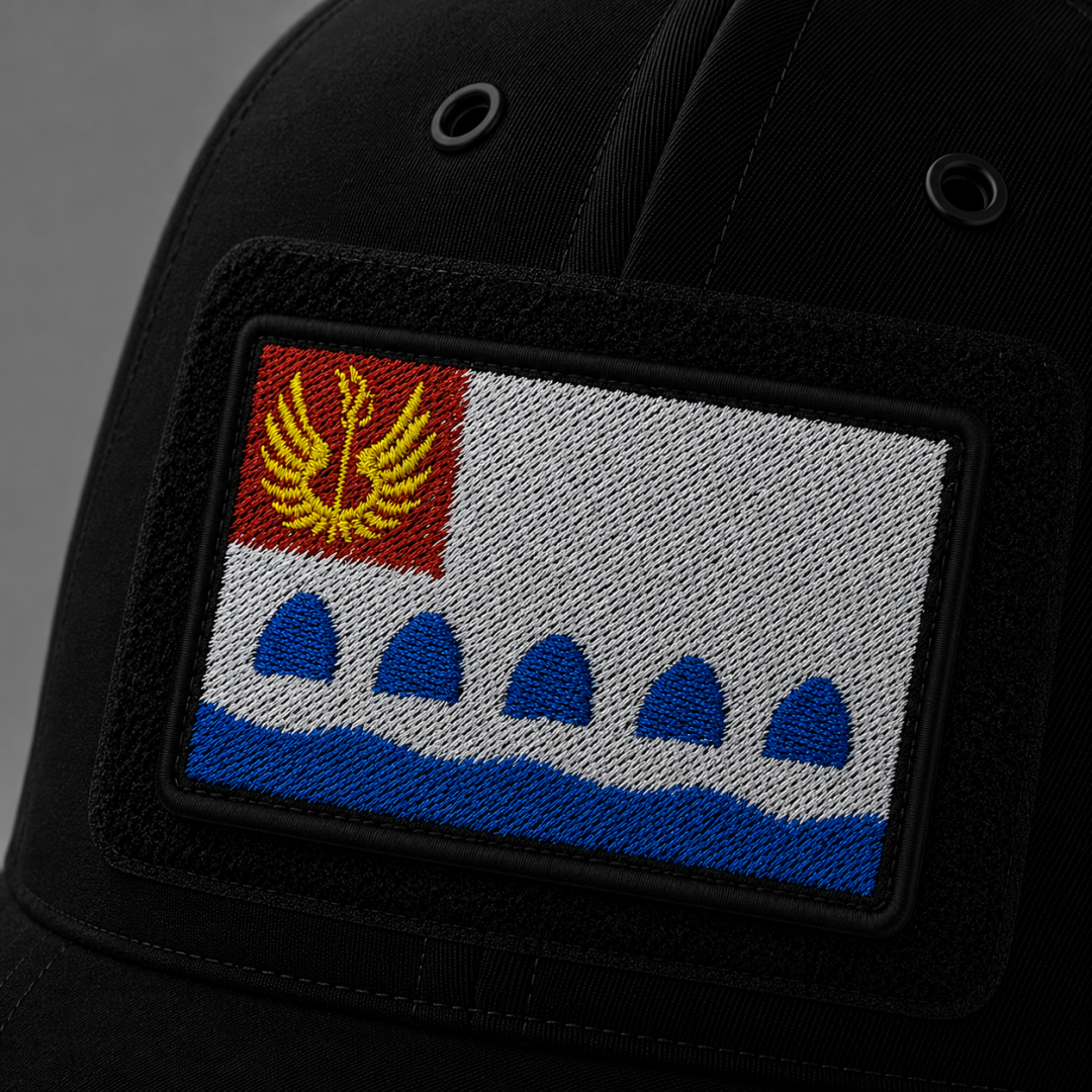Нашивка, патч, шеврон на липучке "Флаг Волхова" 70x45mm PTC715