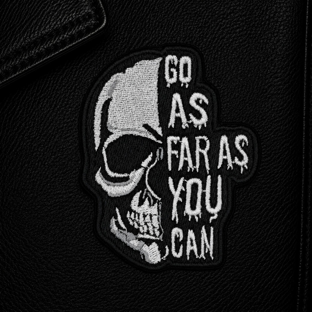 Нашивка, патч, шеврон "Череп. Go As Far As You Can" 61x80mm PTC790