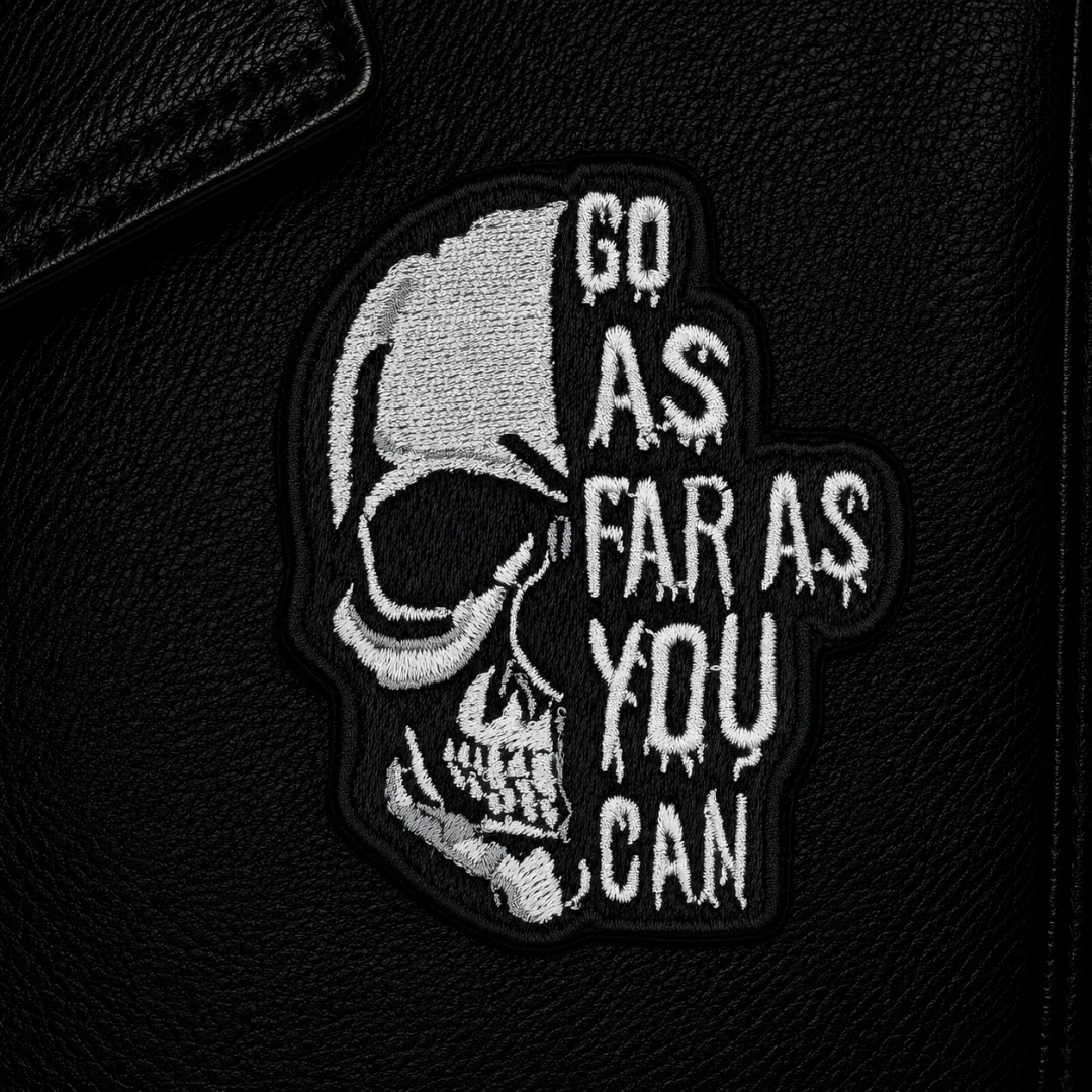 Нашивка, патч, шеврон "Череп. Go As Far As You Can" 61x80mm PTC790